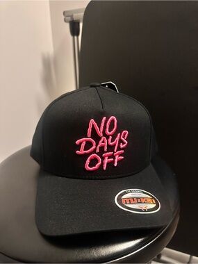 No Days Off Pink Embroidered Black SnapBack Cap
